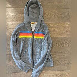 Gray Aviator Nation hoodies. String missing from hood